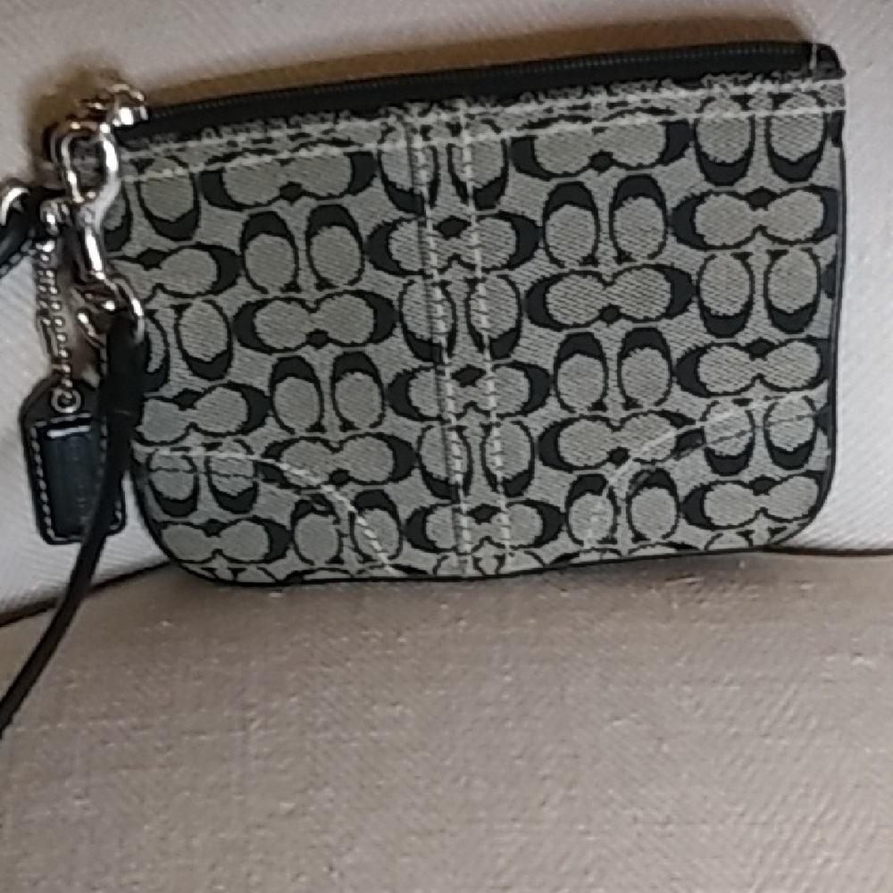 Coach Black and Brown Patterned Wristlet
